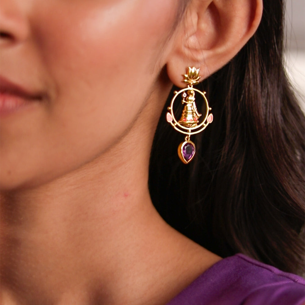 radhe shyam amethyst drop silver earrings by moha