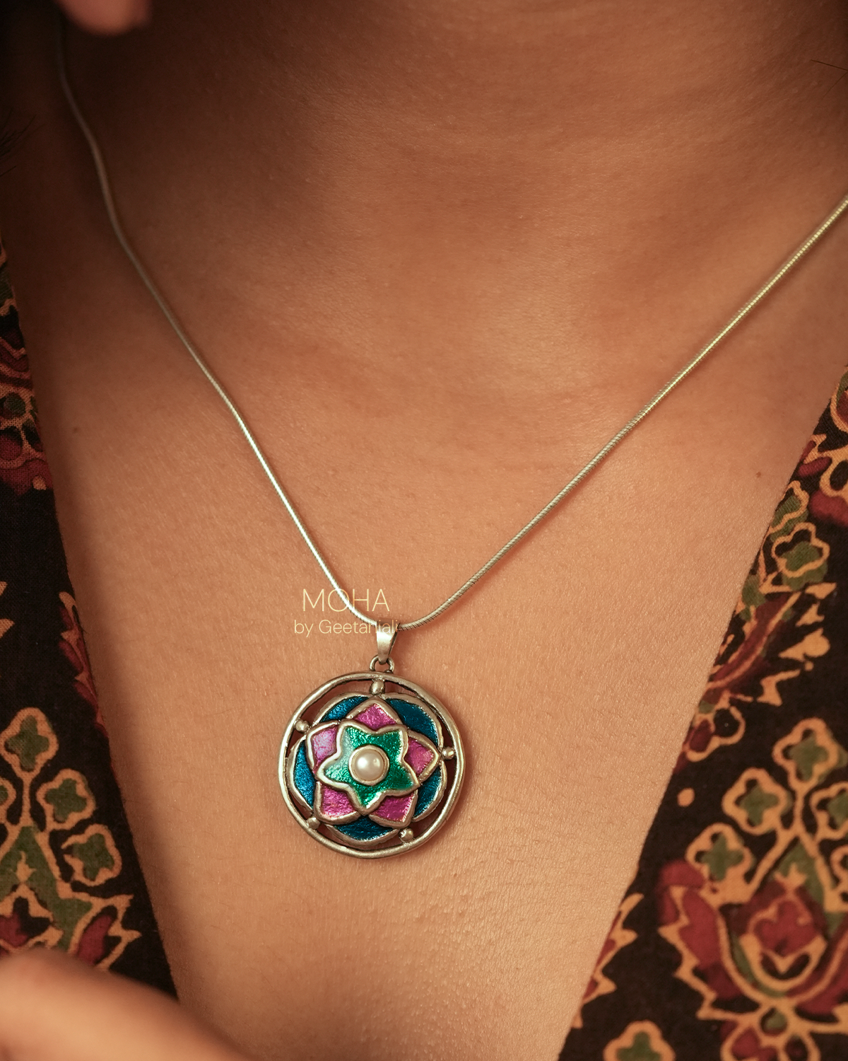 Rangeen Silver Pendant by Moha (Only Pendant)