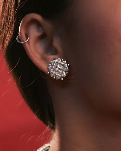 RatnaShakha Silver Stud Earrings by MOHA