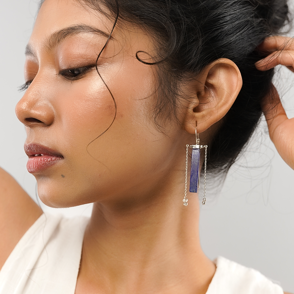 Raya Lapis Lazuli Silver Earrings by Moha