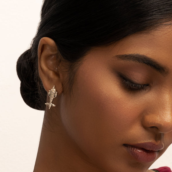 Roha Silver Stud Earrings By Moha