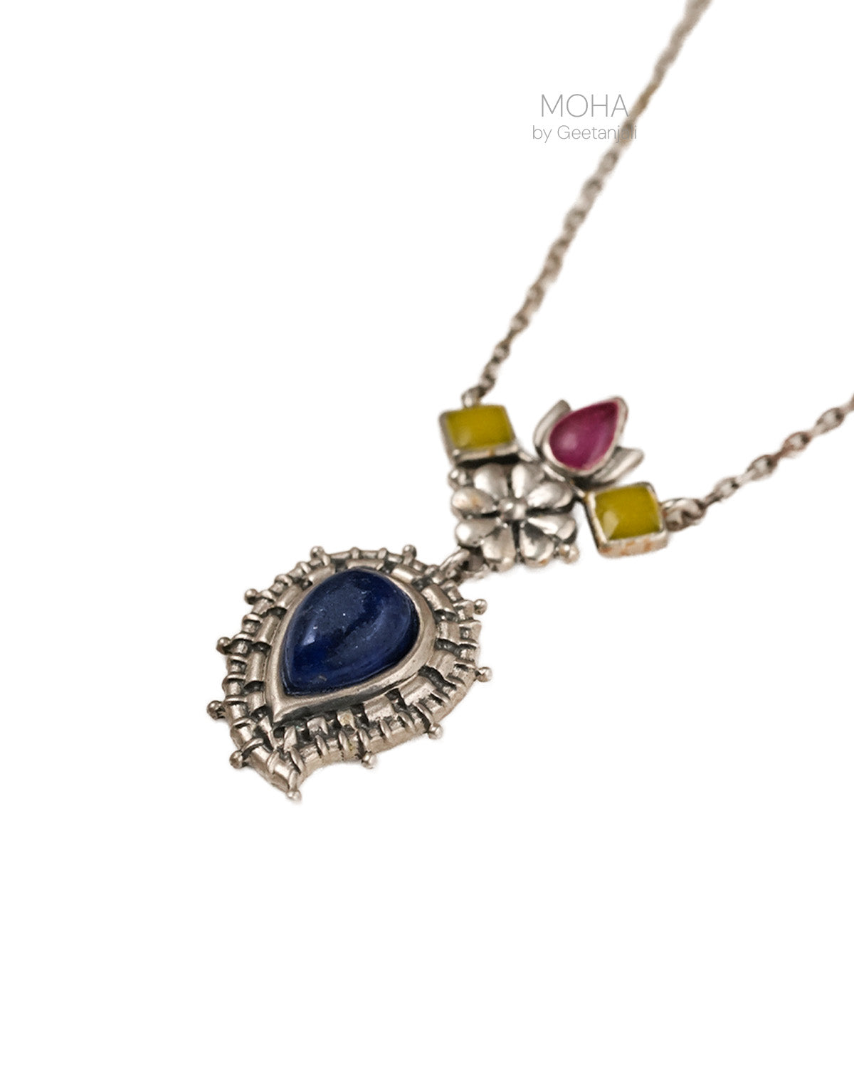 Satrangi Silver Pendant with Chain by MOHA