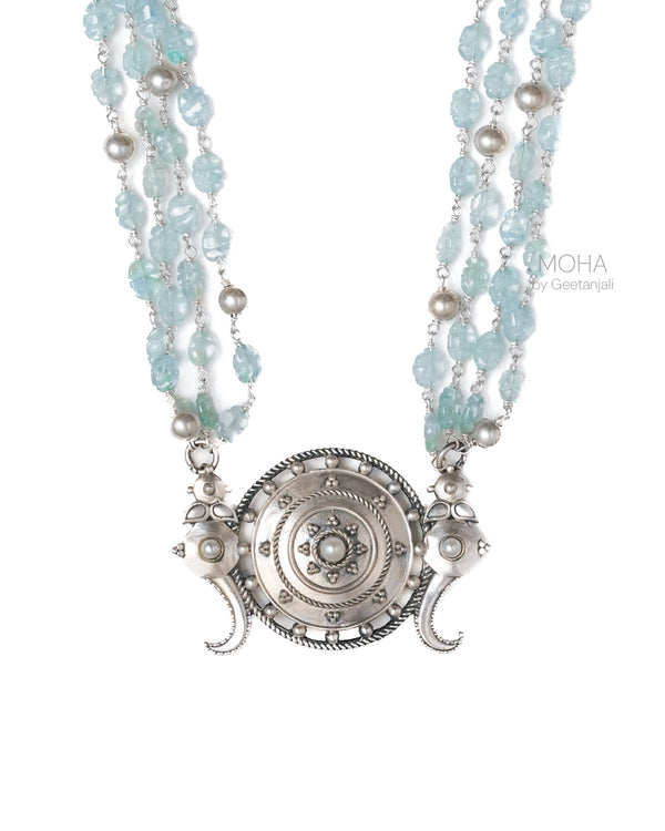 Shankh Chakra Silver Necklace by MOHA