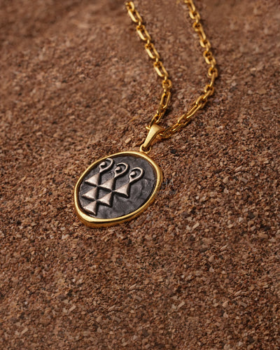 Sharada Saraswati Silver Pendant with Chain Dual Toned by MOHA