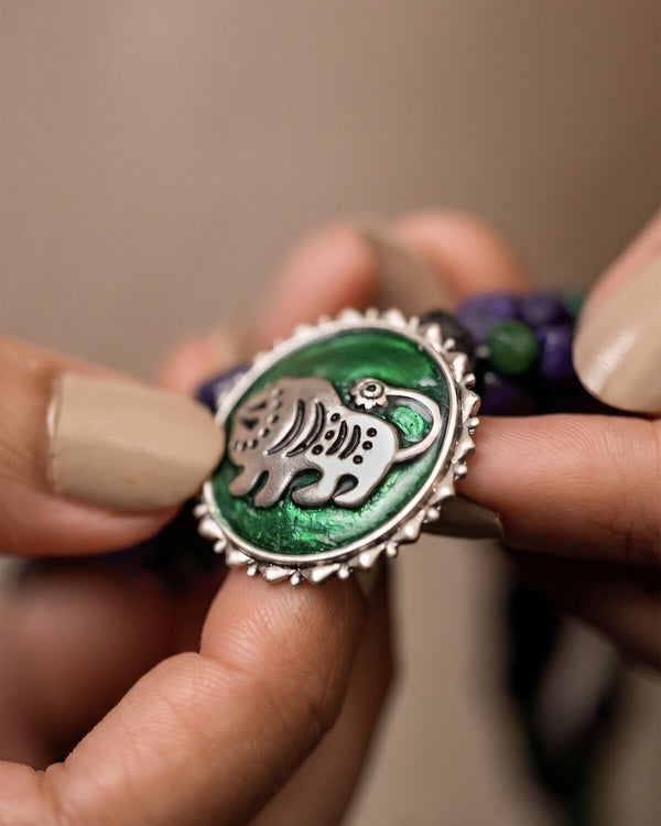 Shardul Lapiz Lazuli Silver Necklace by MOHA