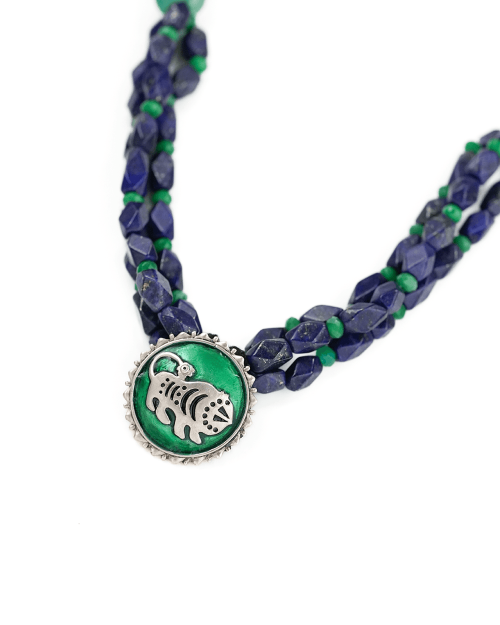 Shardul Lapiz Lazuli Silver Necklace by MOHA