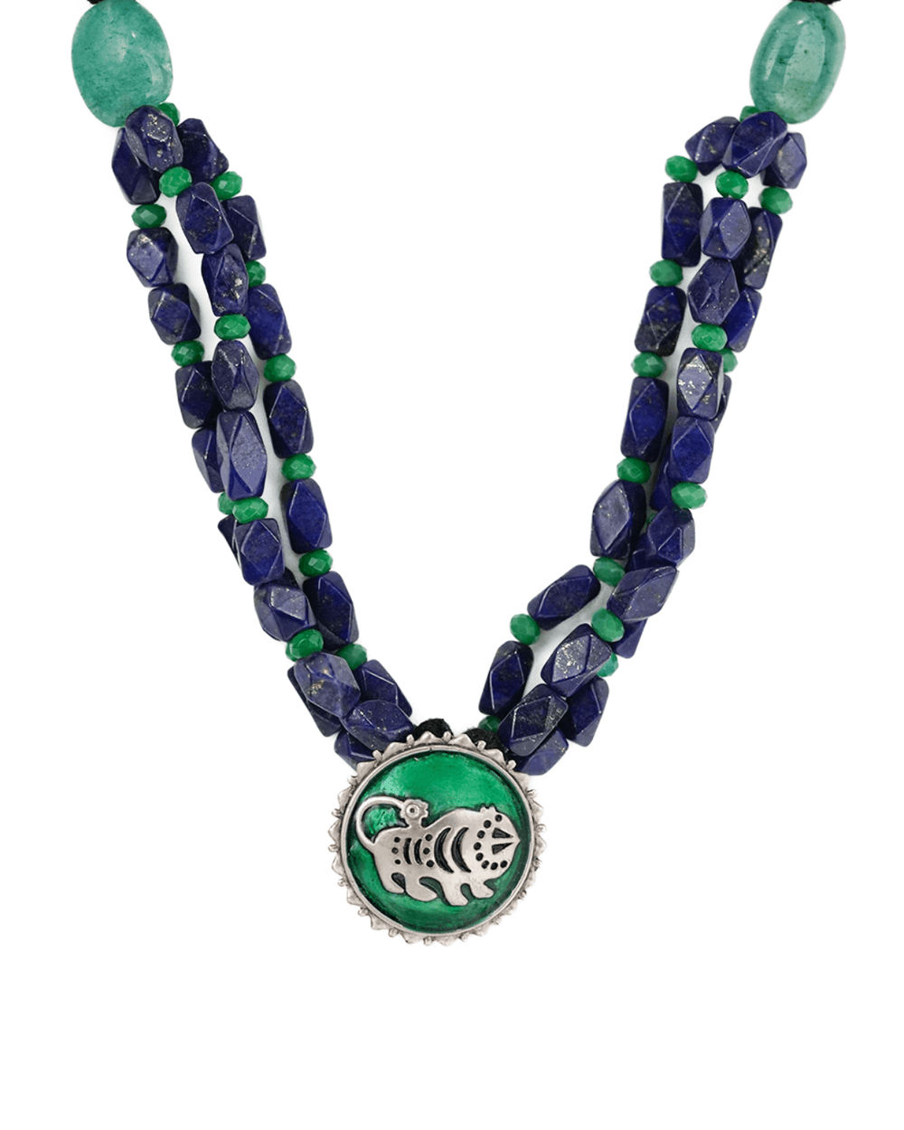 Shardul Lapiz Lazuli Silver Necklace by MOHA