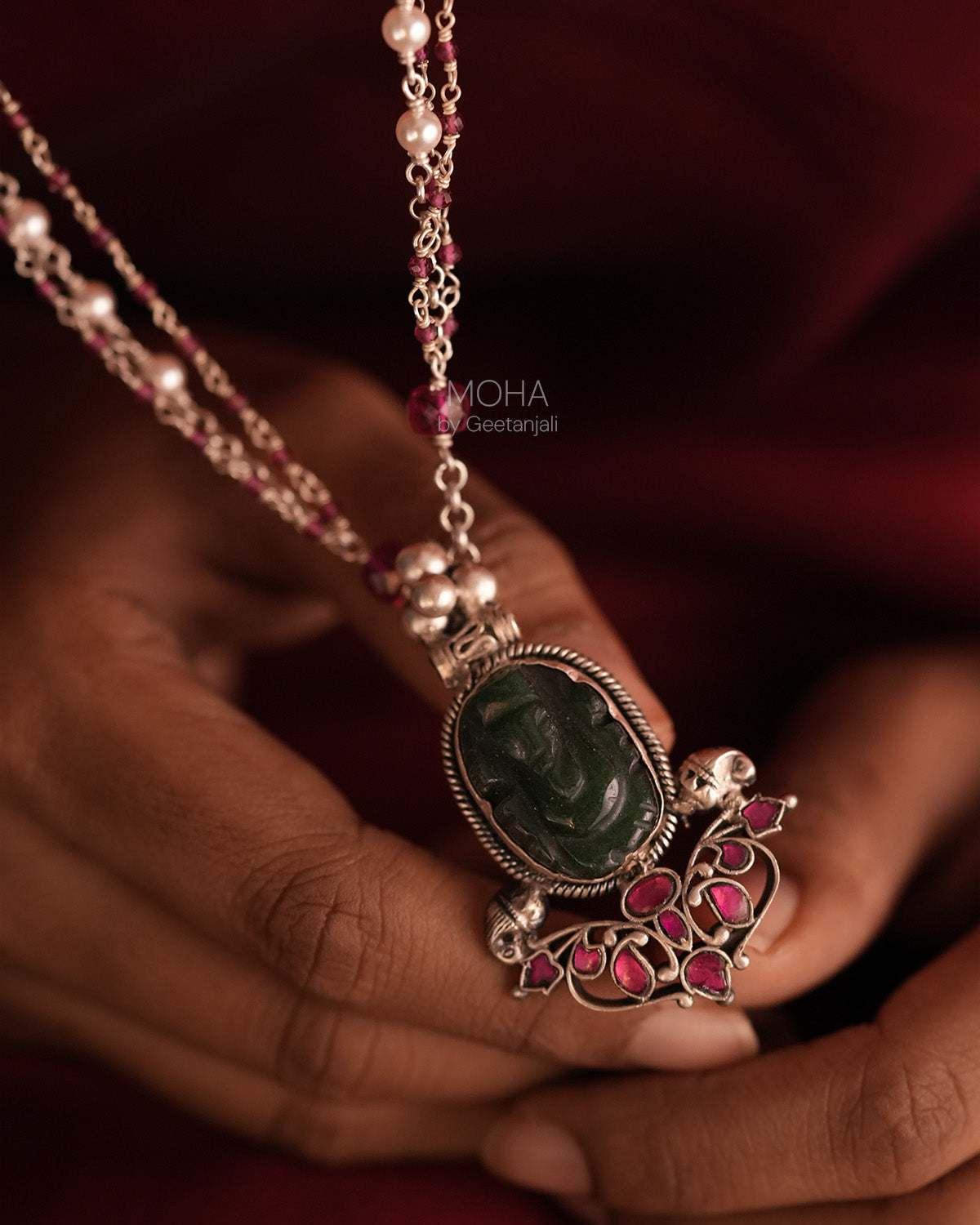 Shubh Ratna Silver Pendant with Chain by MOHA