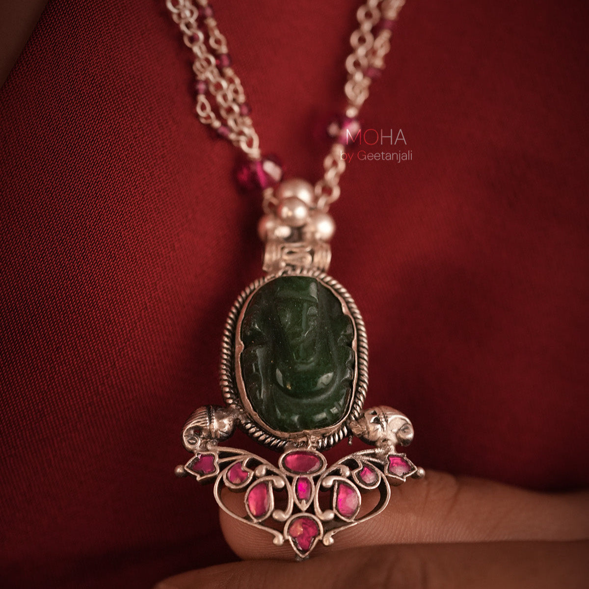 Shubh Ratna Silver Pendant with Chain by MOHA