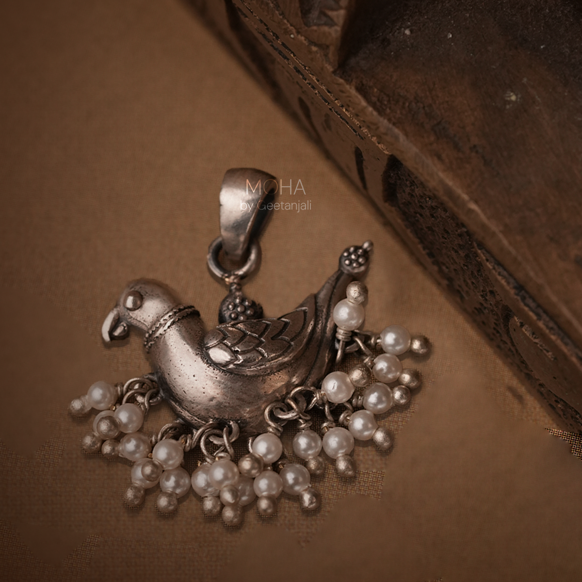Shuk Sarika Silver Pendant by Moha (Only Pendant)