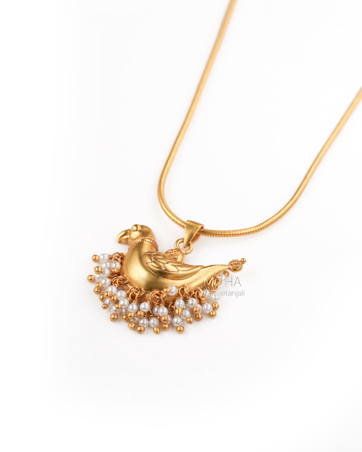 Shuk Sarika (Gold Plated) Silver Pendant With Chain by MOHA