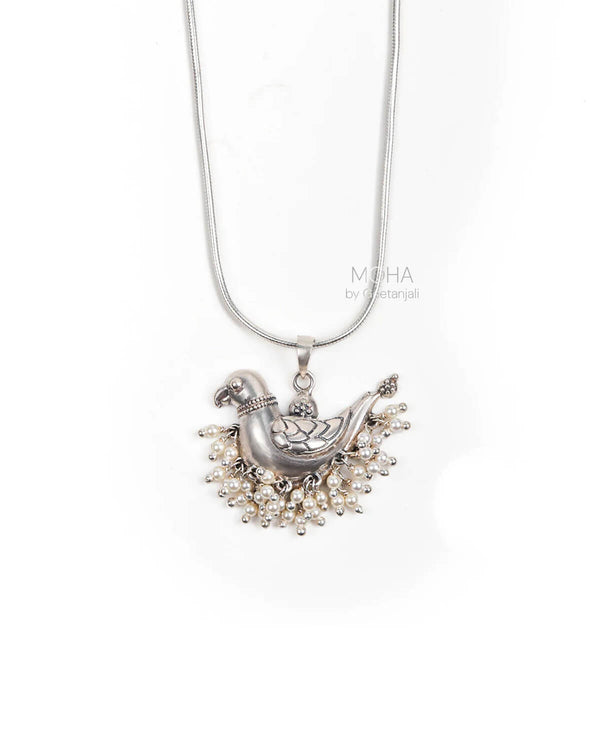 Shuk Sarika Silver Pendant With Chain by MOHA