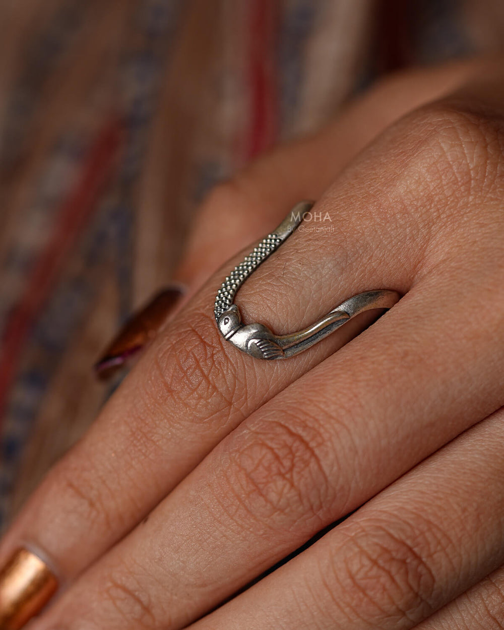 Shukh Vanki Silver Finger Ring by Moha