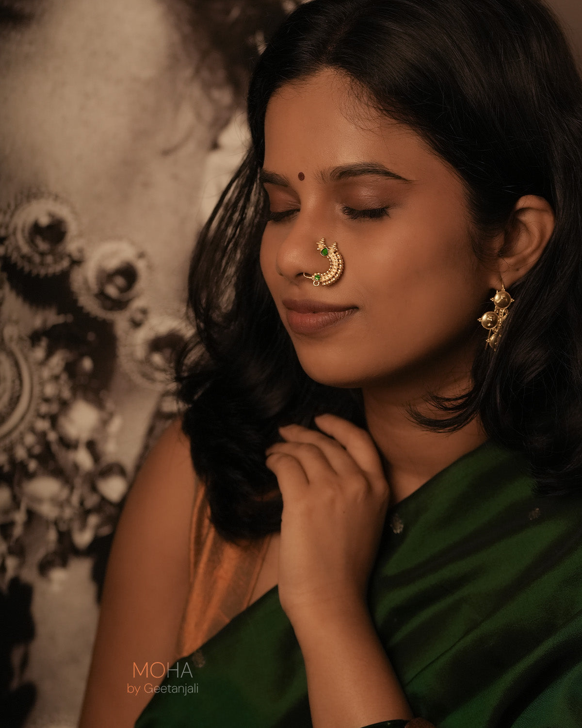 Temple Silver Nath Gold Plated (Clip on, Left) by MOHA