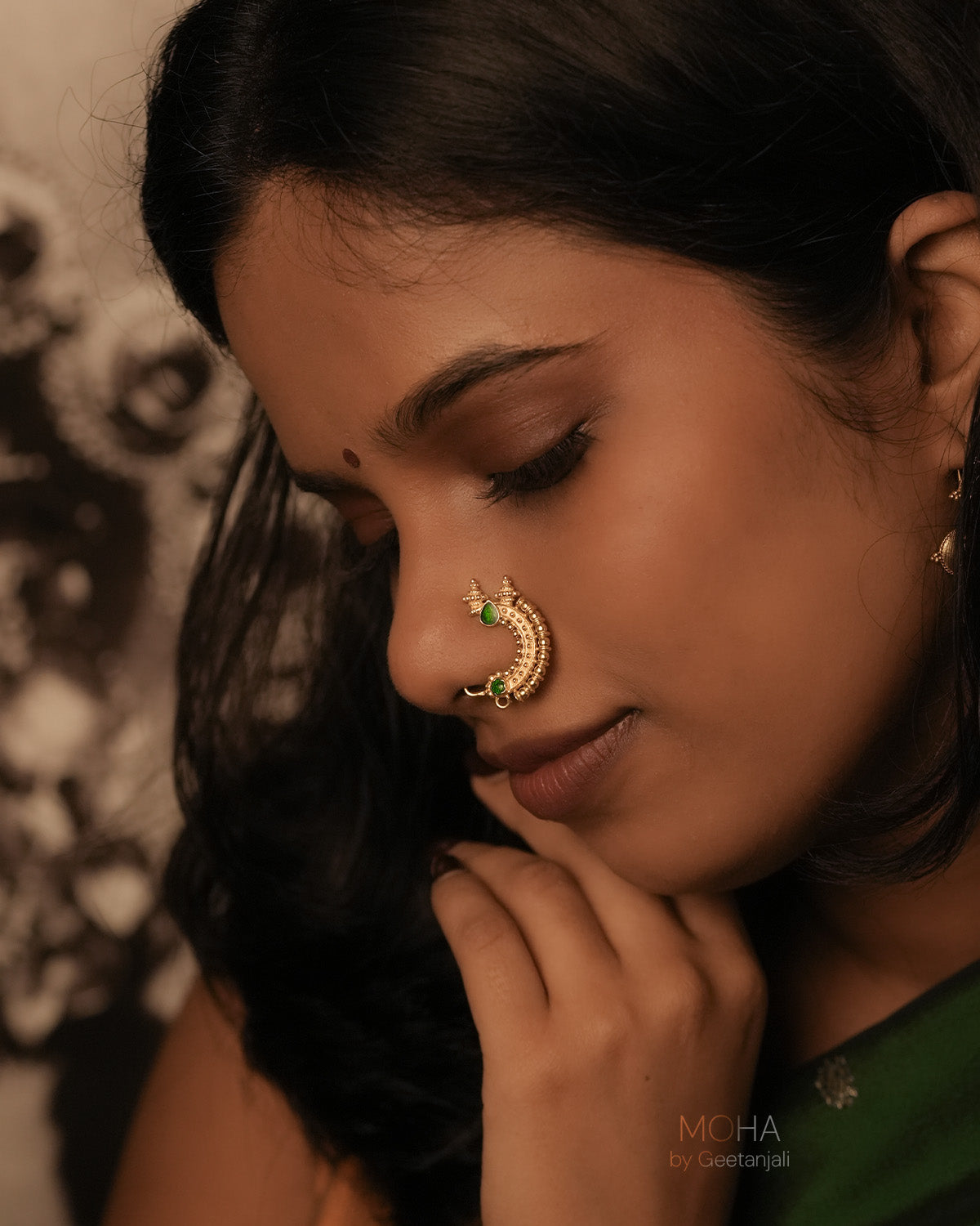 Temple Silver Nath Gold Plated (Clip on, Left) by MOHA