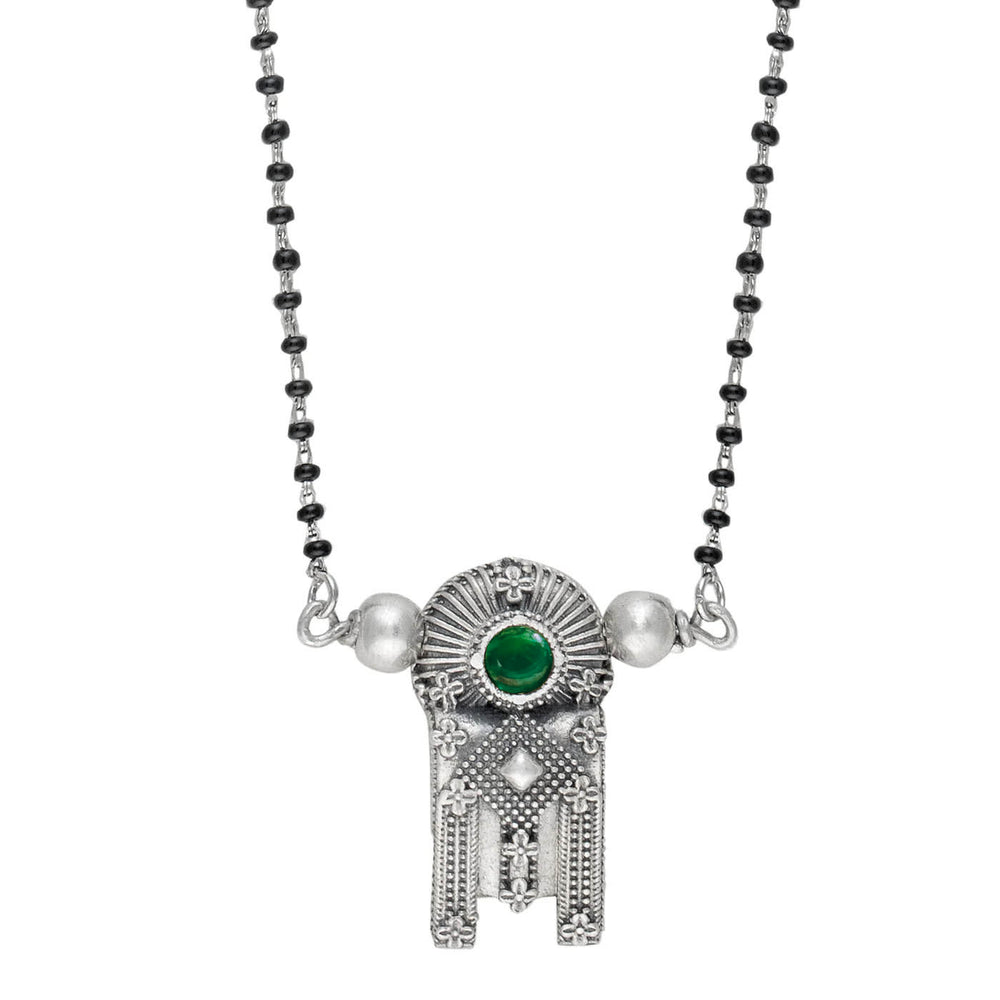 thoppa taali pendant with green onyx silver mangalsutra by moha