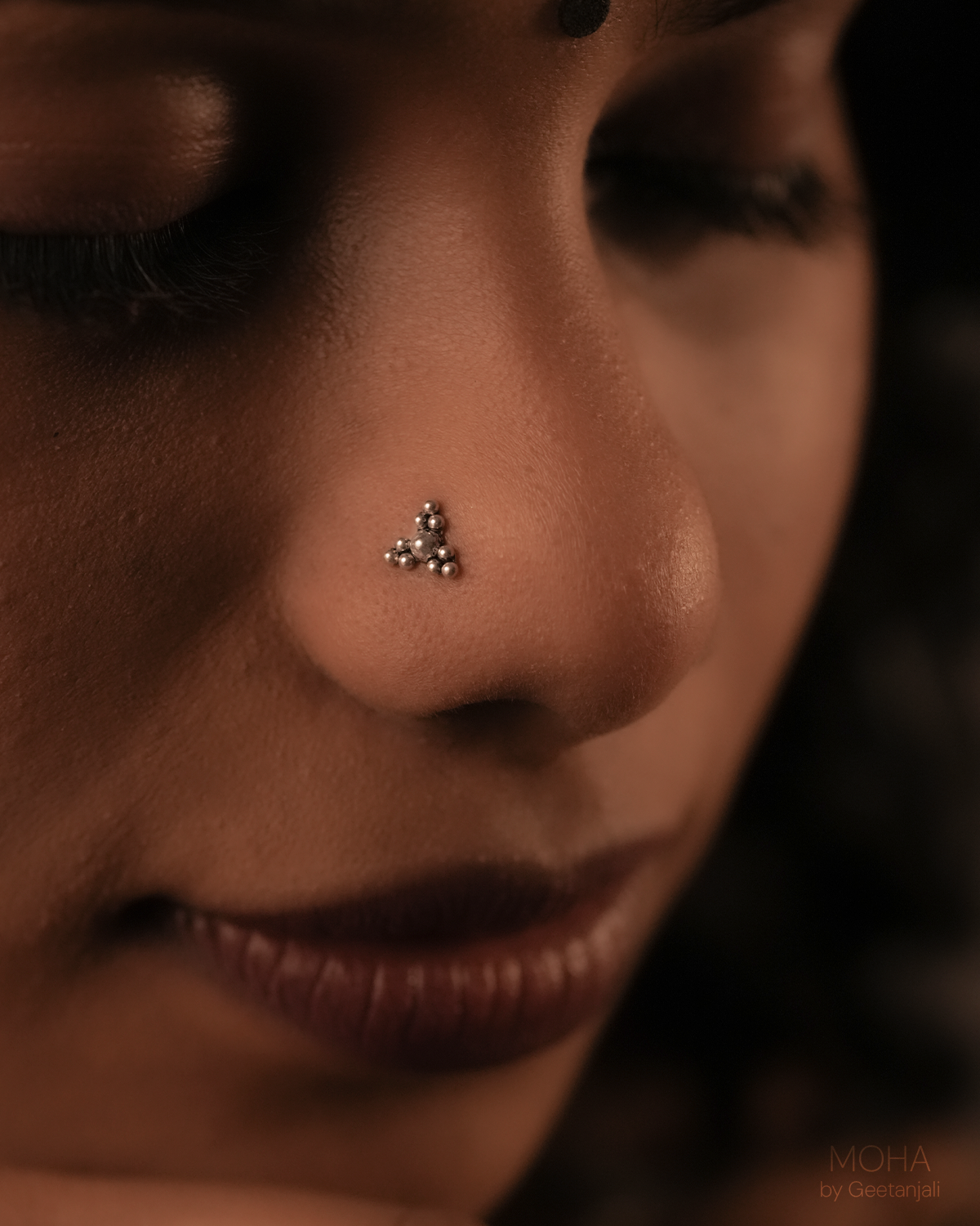 Trikona Silver Nosepin by MOHA