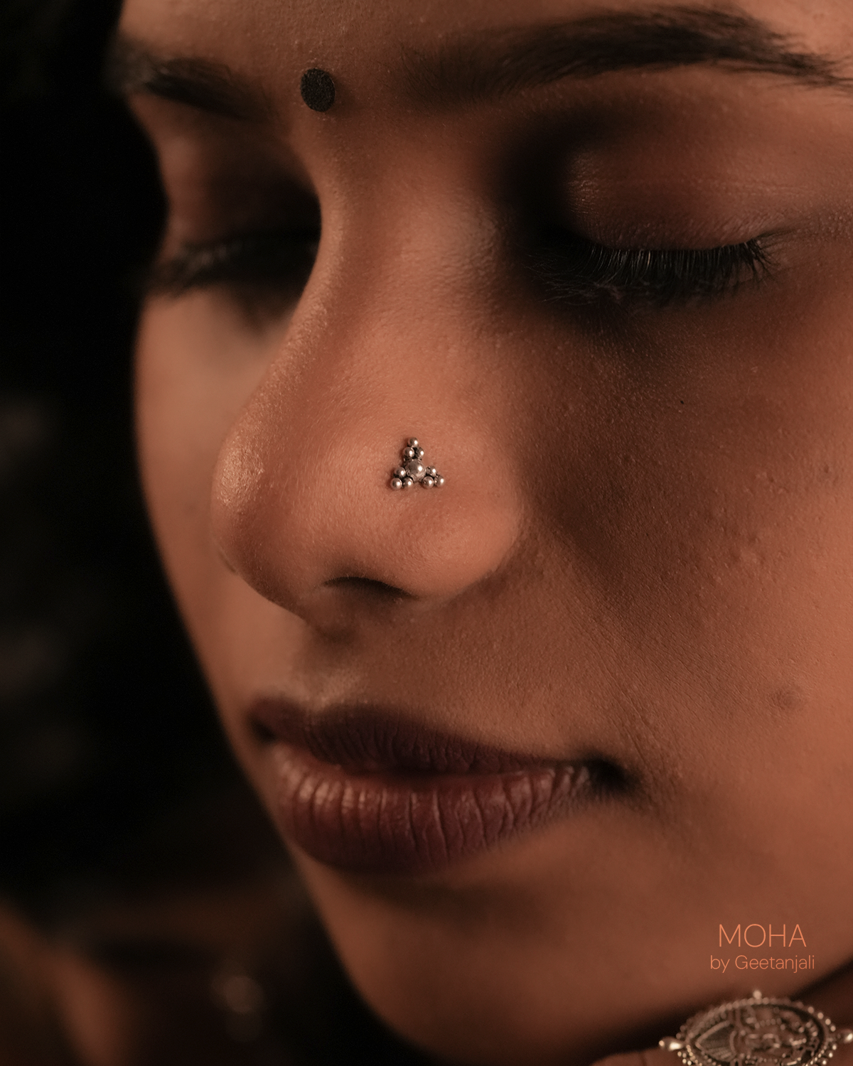 Trikona Silver Nosepin by MOHA