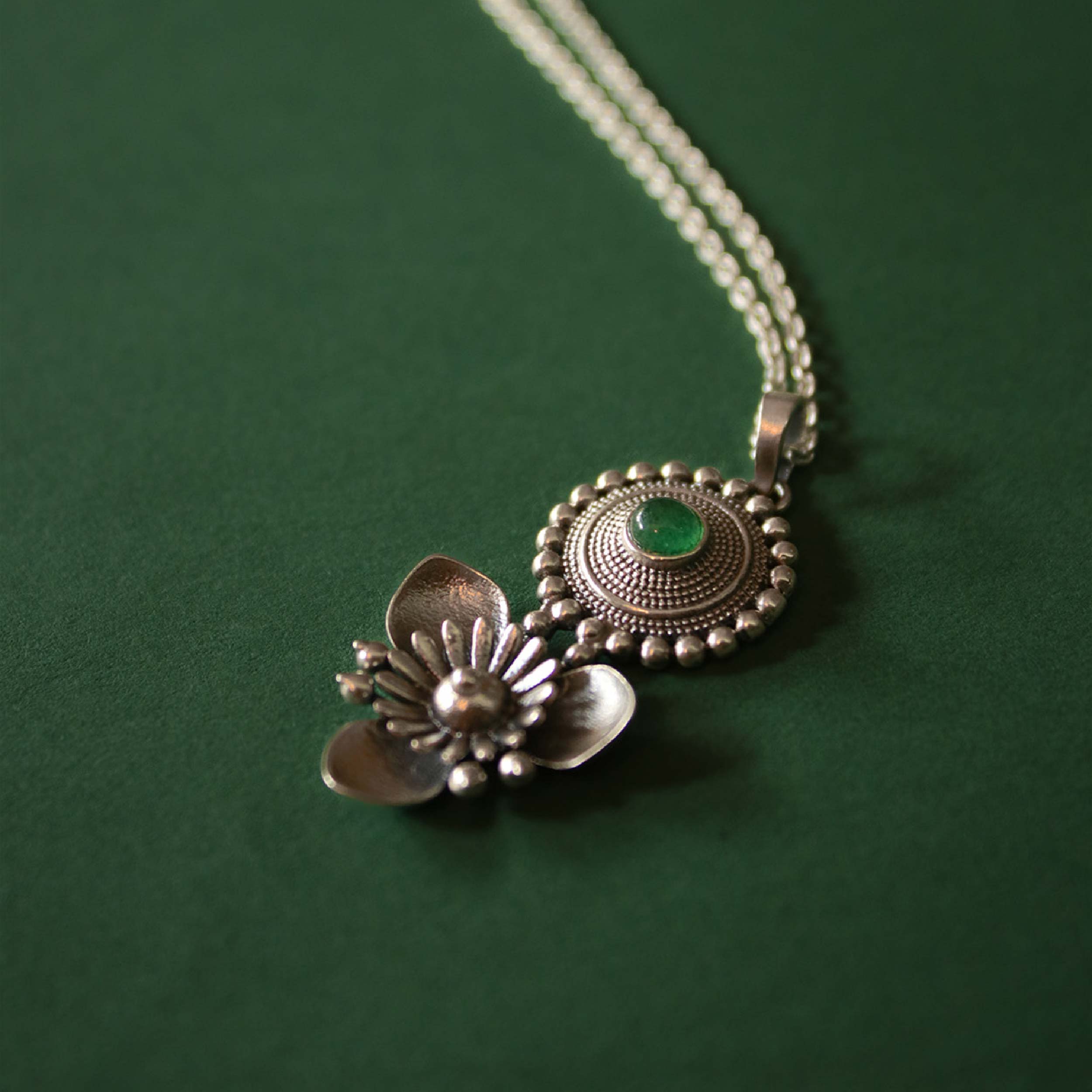 triloki abha silver chain pendant by moha