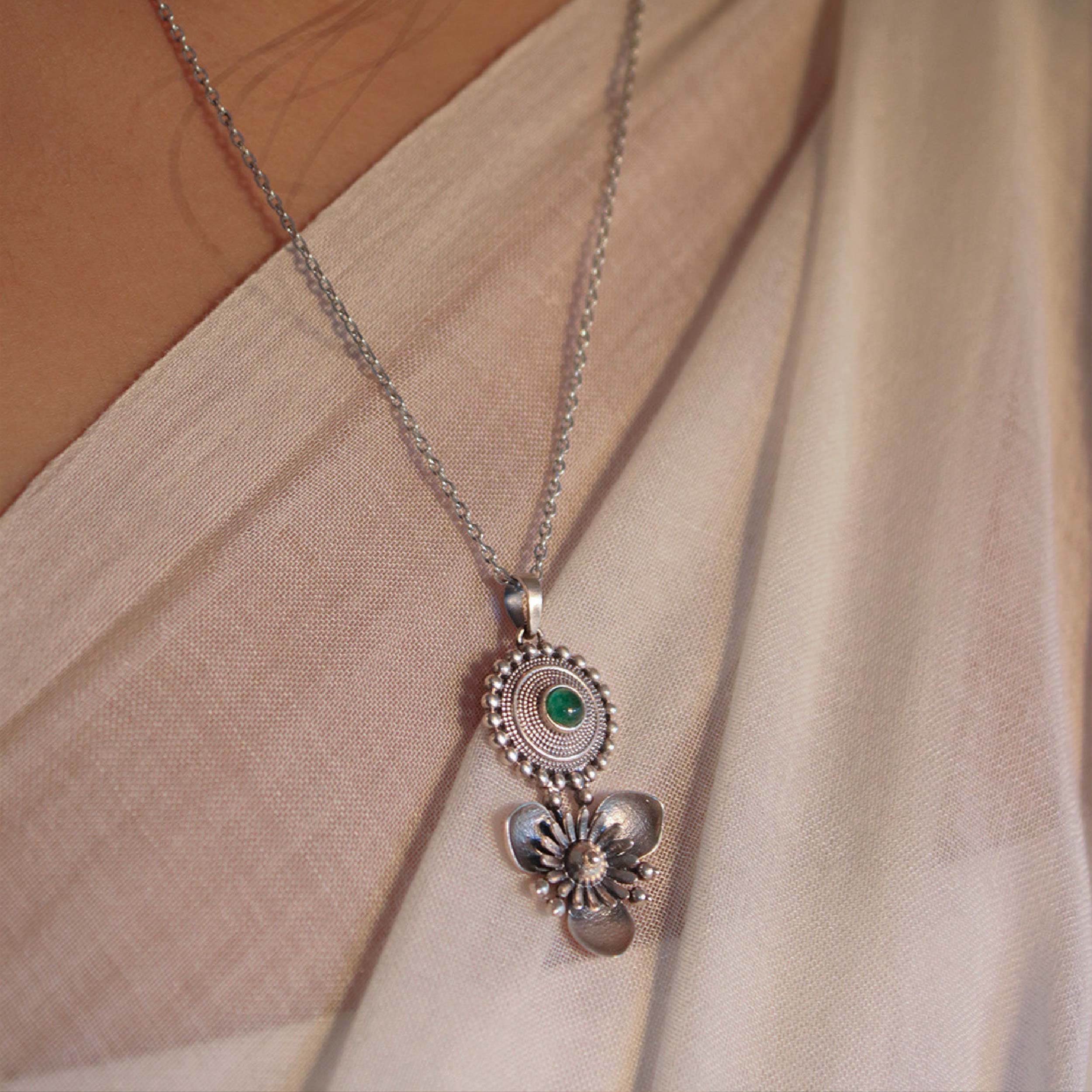 triloki abha silver chain pendant by moha