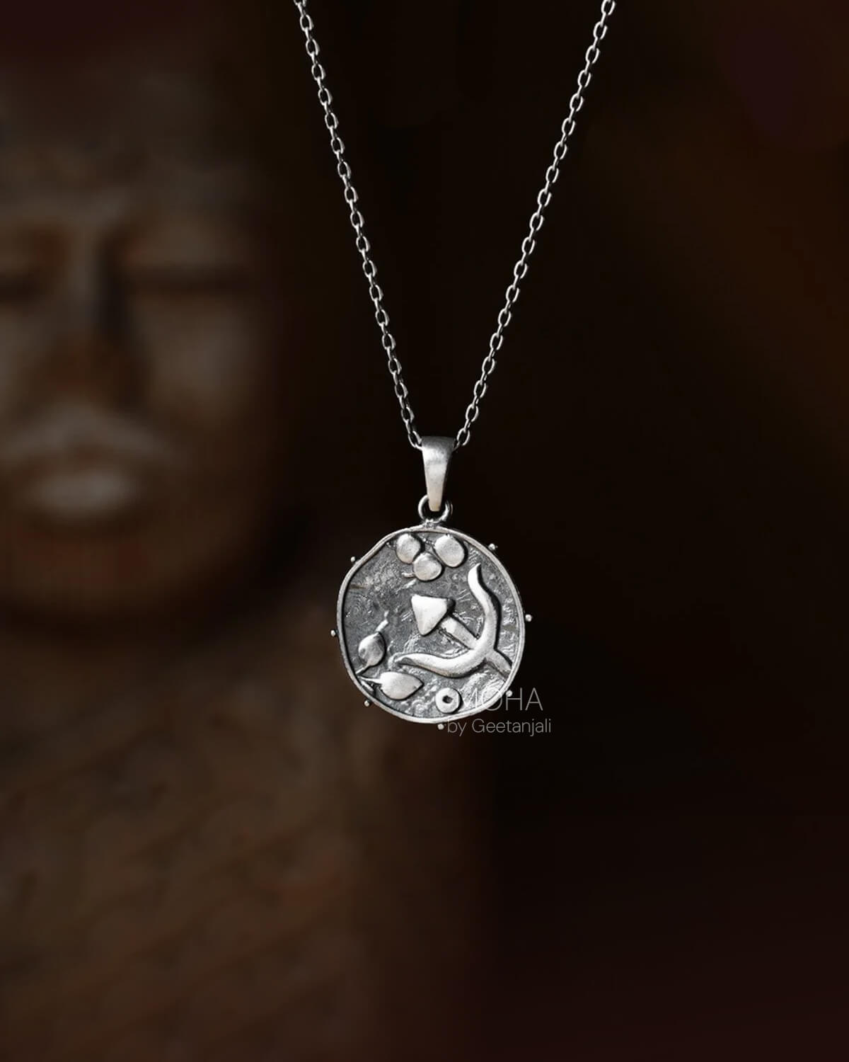 Trishul Silver Pendant with Chain by MOHA
