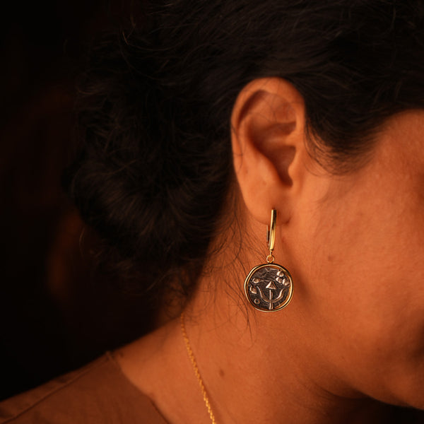 Trishul Silver Earrings Dual Toned by MOHA