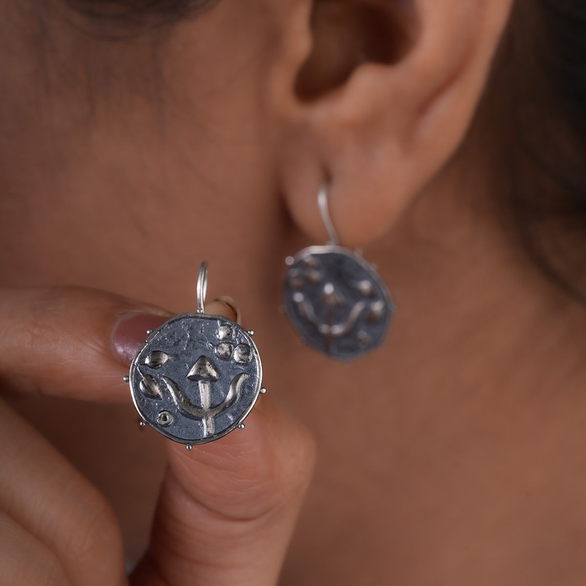 trishul silver earrings by moha