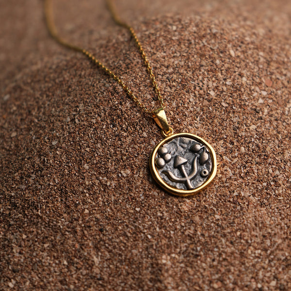Trishul Silver Pendant with Chain Dual Toned by MOHA