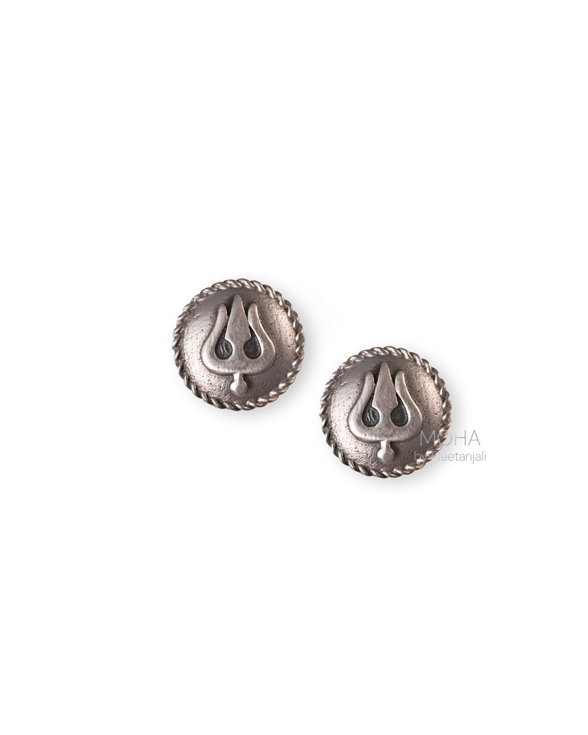 Trishula Silver Round Earrings by MOHA
