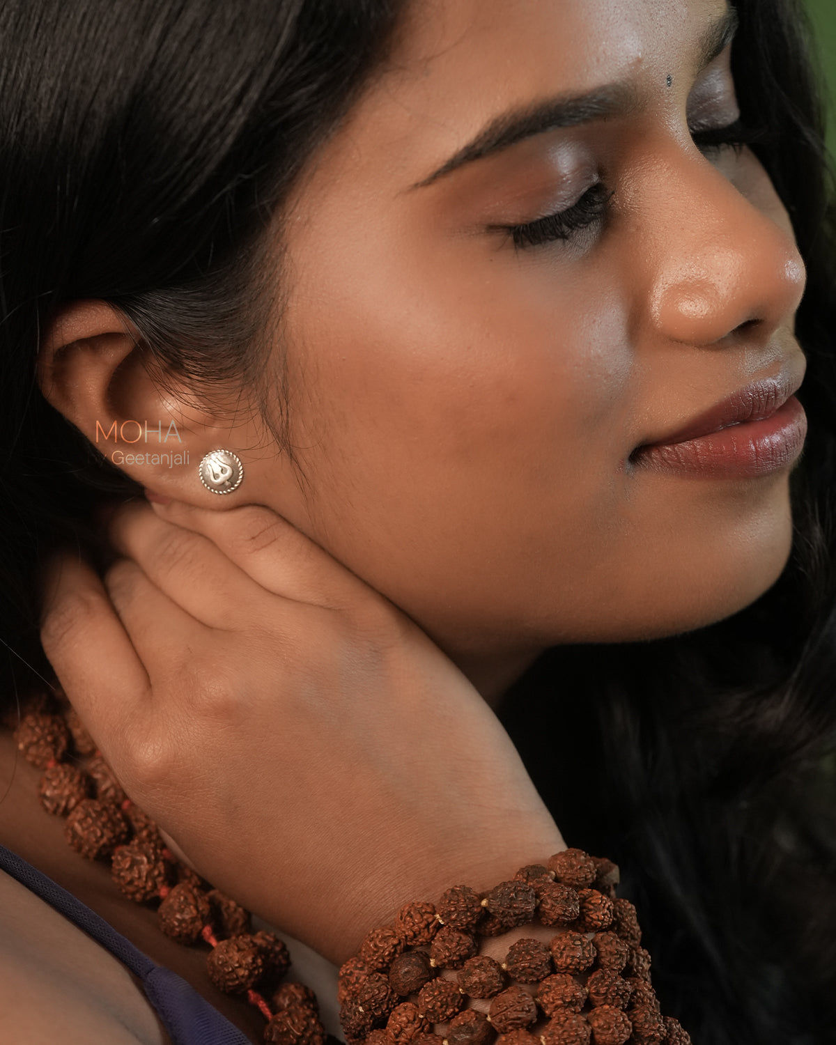 Trishula Silver Round Earrings by MOHA