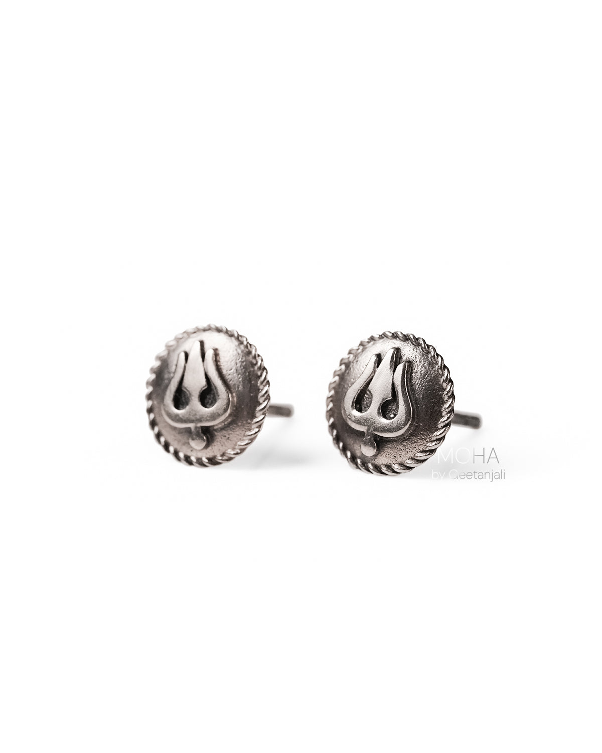 Trishula Silver Round Earrings by MOHA