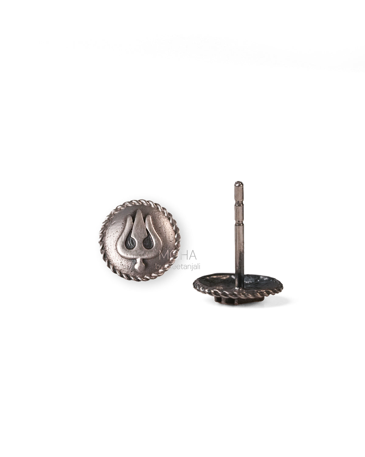 Trishula Silver Round Earrings by MOHA