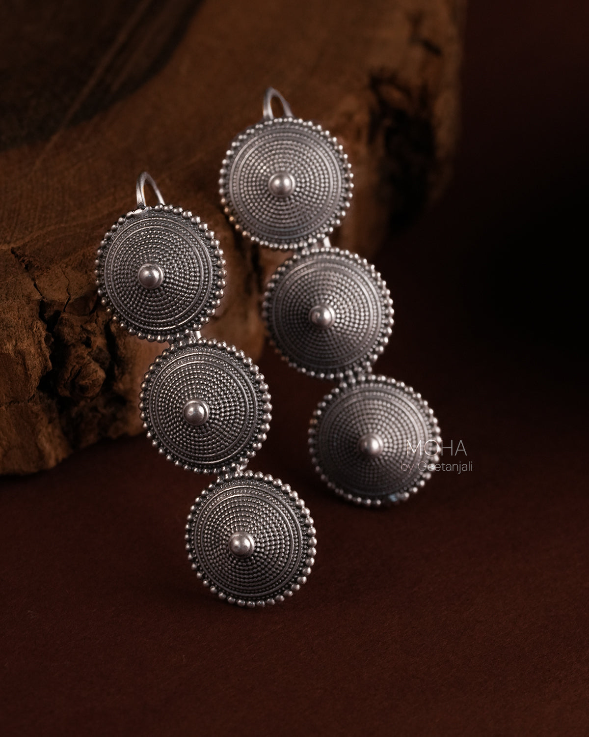 Trivali Silver Dangle Earrings by MOHA
