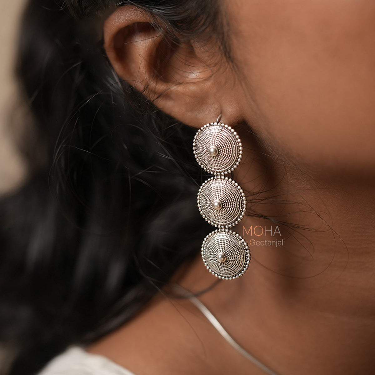 Trivali Silver Dangle Earrings by MOHA