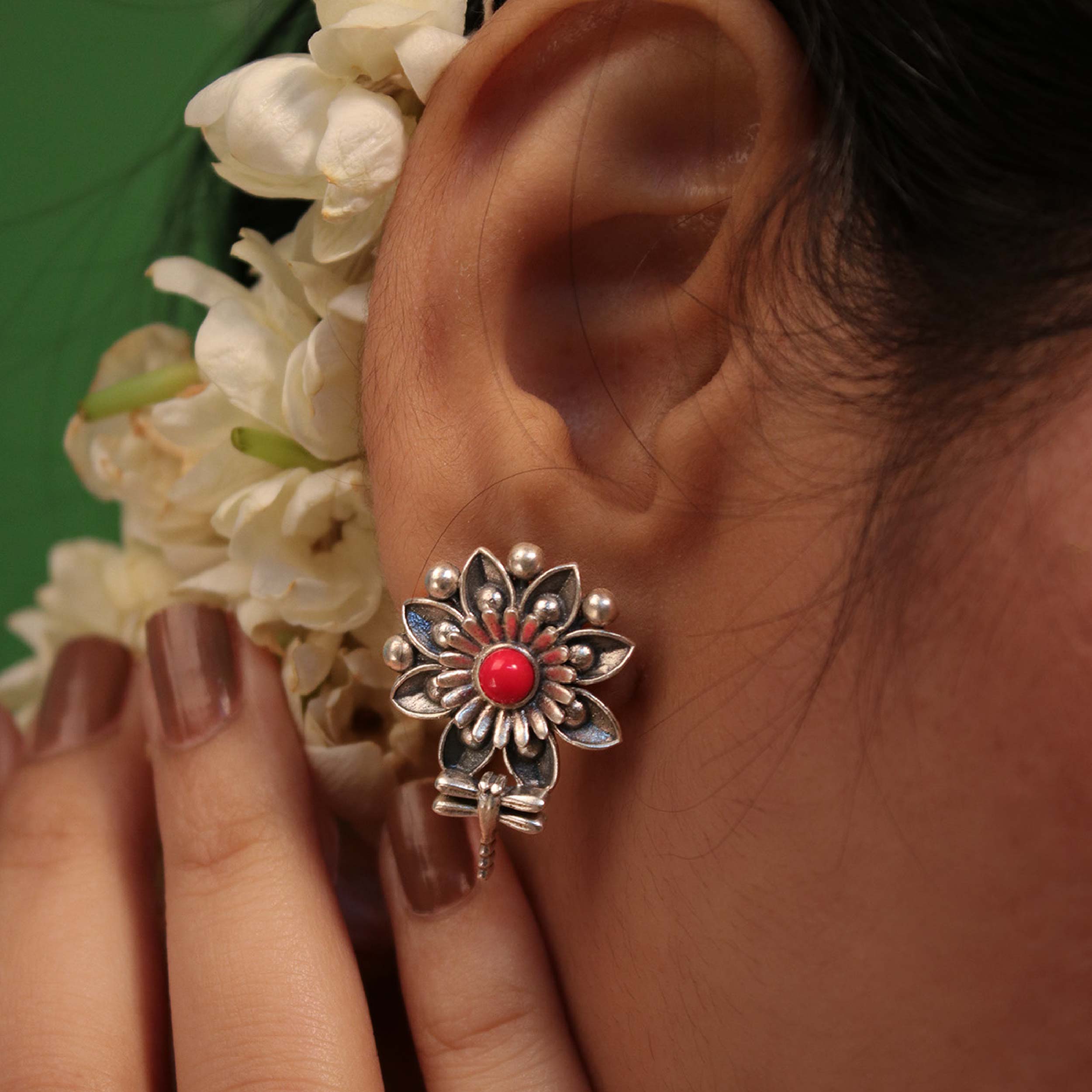 Mallika Queenfly Silver Earrings by MOHA