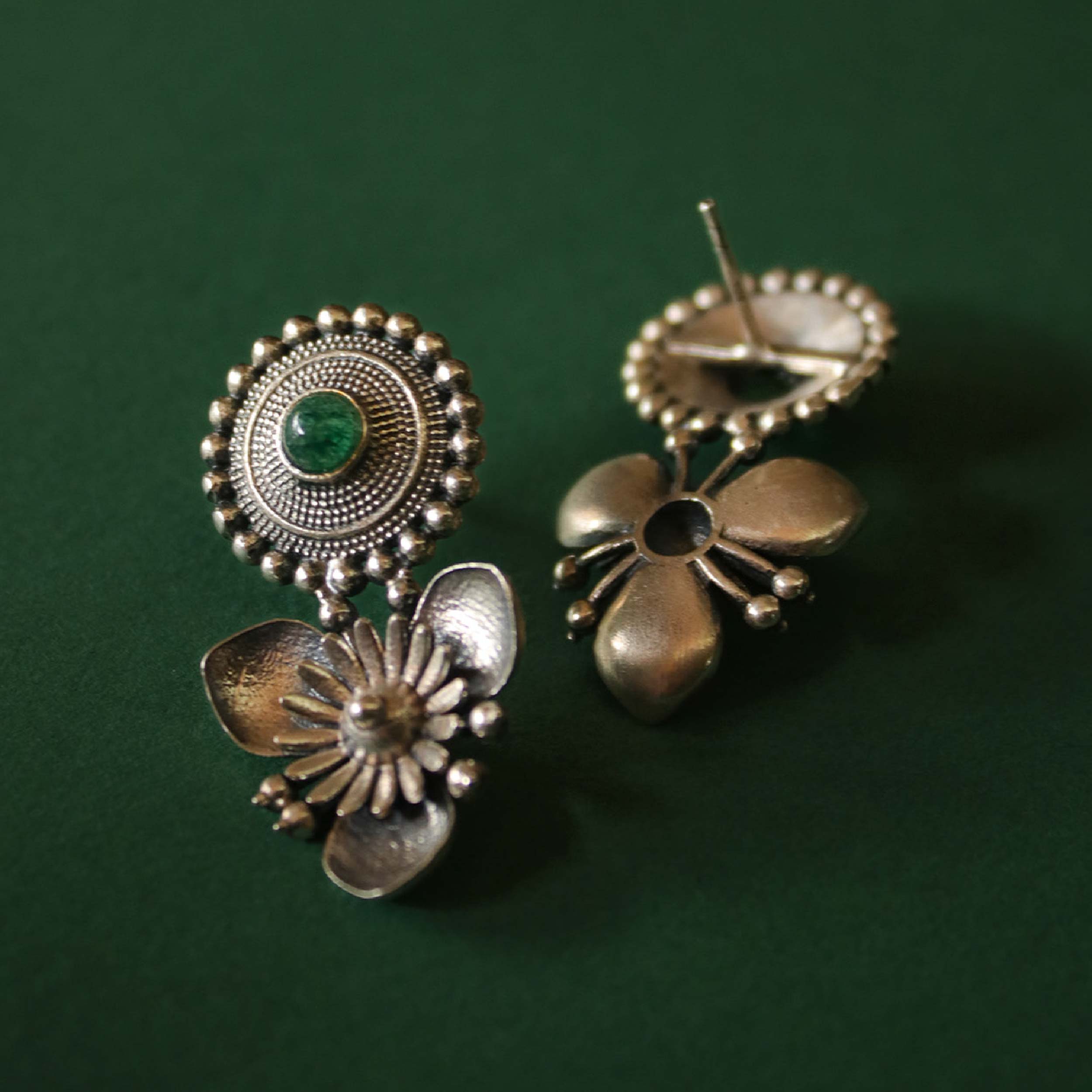 Triloki Abha Silver Earrings by MOHA