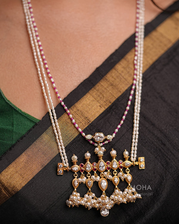 Gulabi Moti Tanmani Necklace by MOHA (Gold Plated)