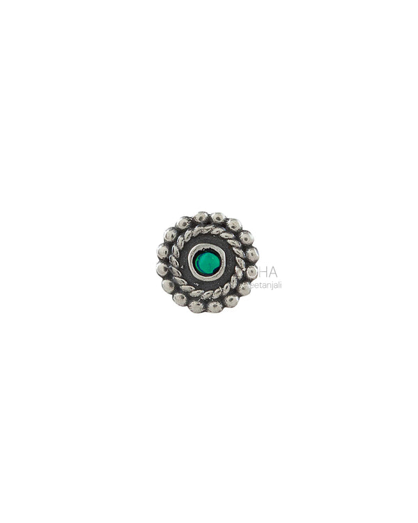 Whorl Silver Pierced Turquoise Nosepin by MOHA