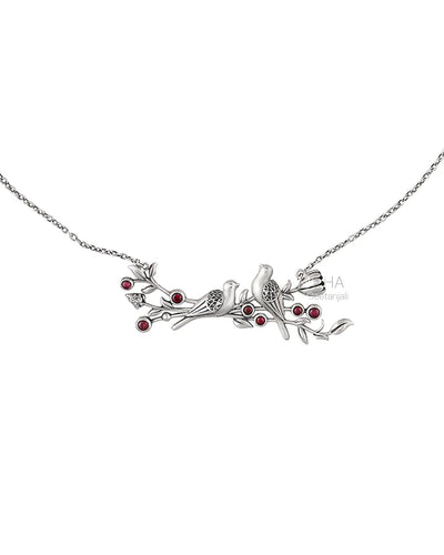 William Morris - Strawberry Thief Horizontal Silver Pendant by Moha