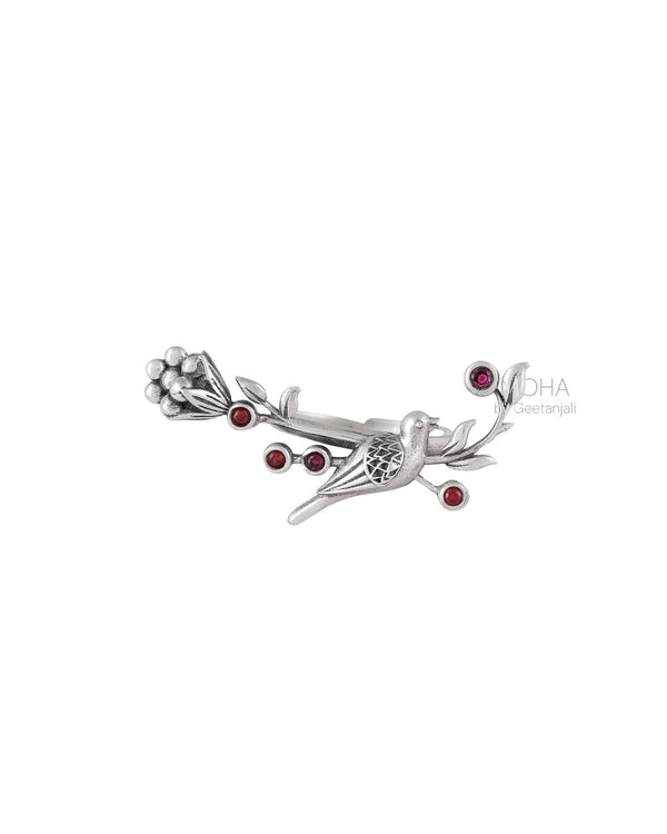 William Morris - Strawberry Thief Silver Creeper Finger Ring by Moha