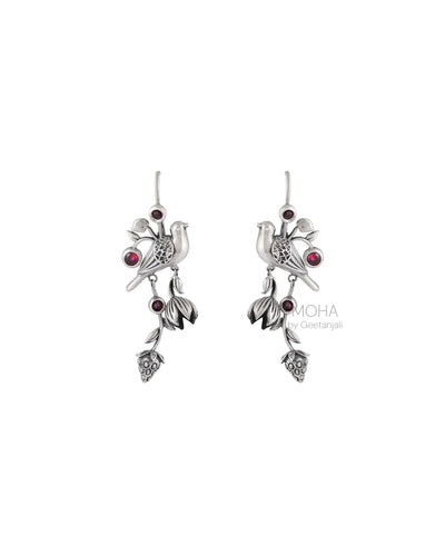William Morris - Strawberry Thief Silver Earrings by Moha