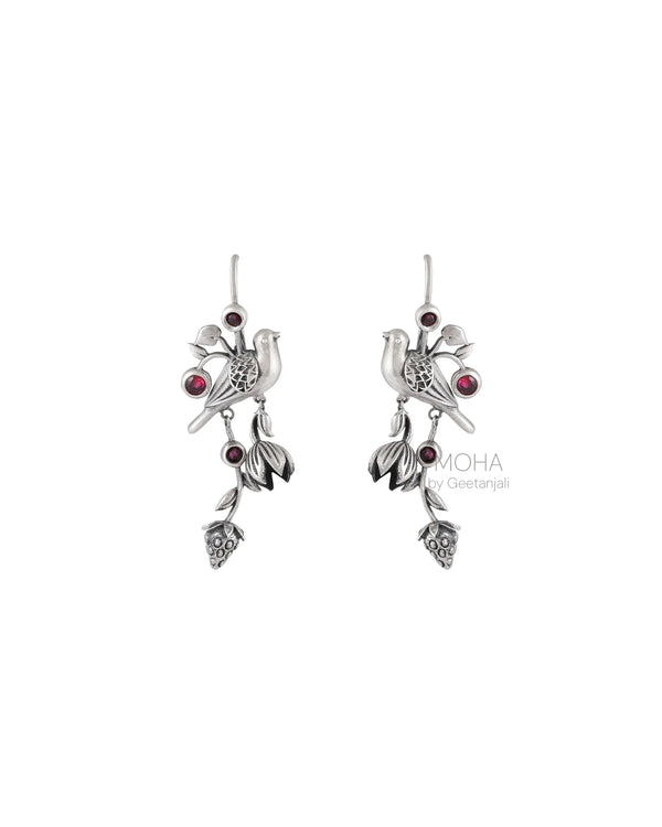 William Morris - Strawberry Thief Silver Earrings by Moha
