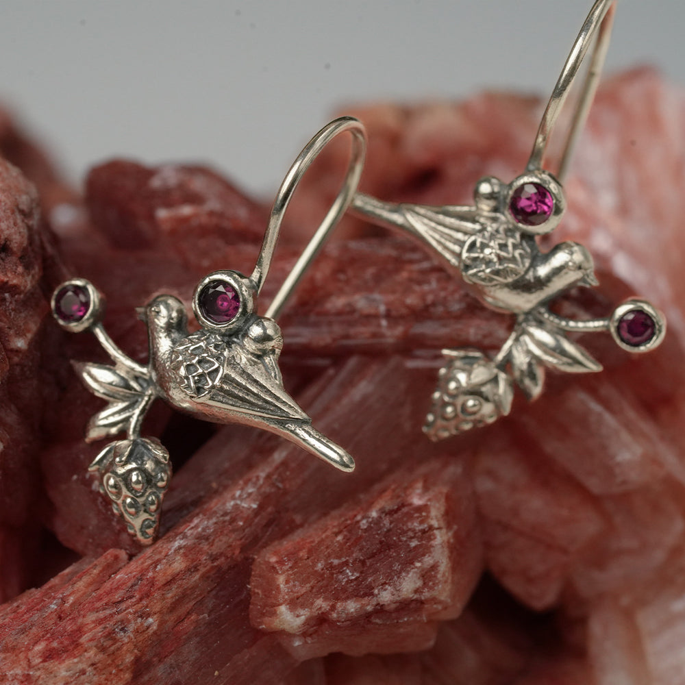 william morris strawberry thief silver dangling earring by moha