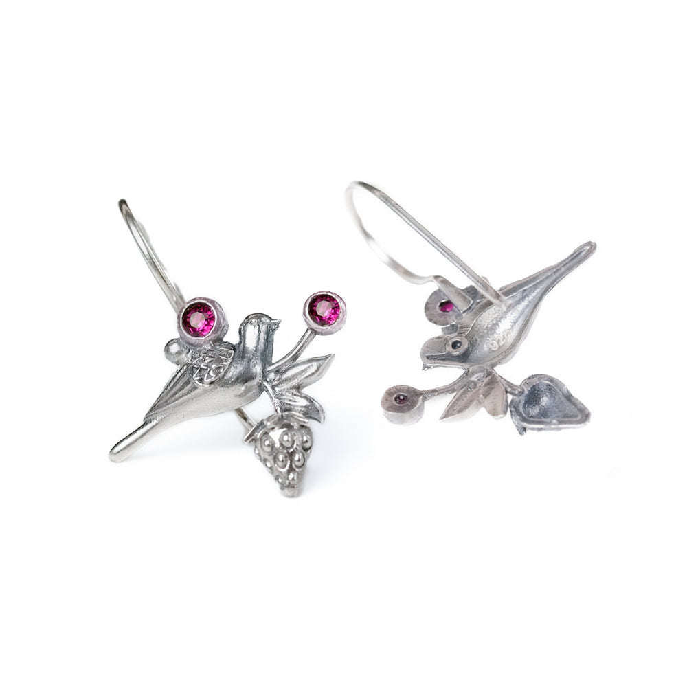 william morris strawberry thief silver dangling earring by moha