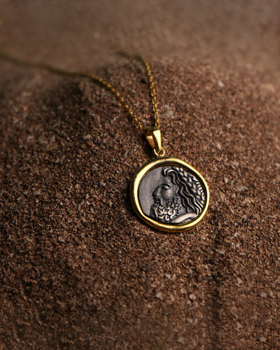 Zeus Silver Pendant with Chain Dual Toned by MOHA