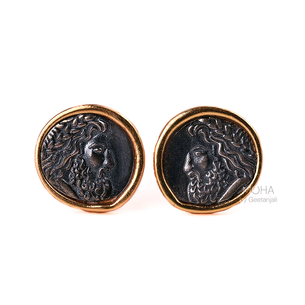 Zeus Silver Earrings Dual Toned by MOHA