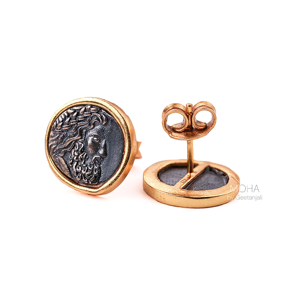 Zeus Silver Earrings Dual Toned by MOHA