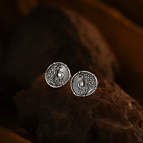 Zeus Silver Stud Earrings by MOHA