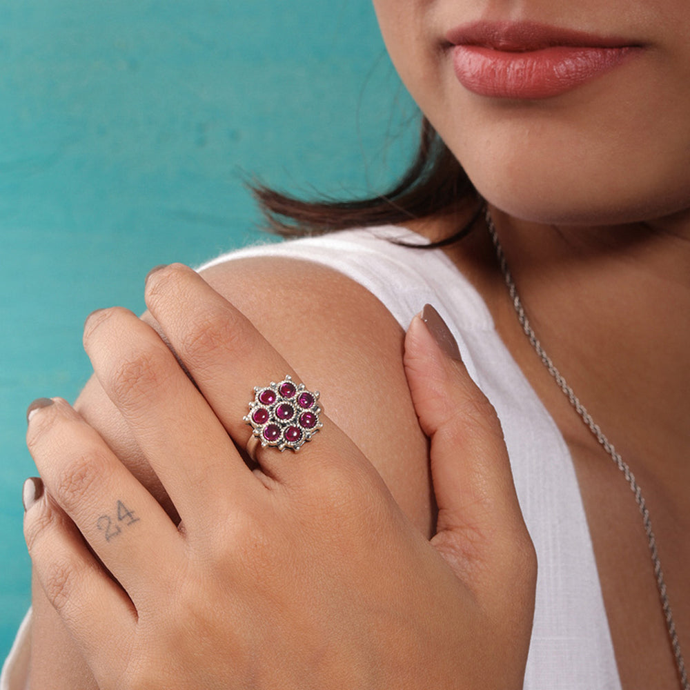 adaa pink silver finger ring by moha