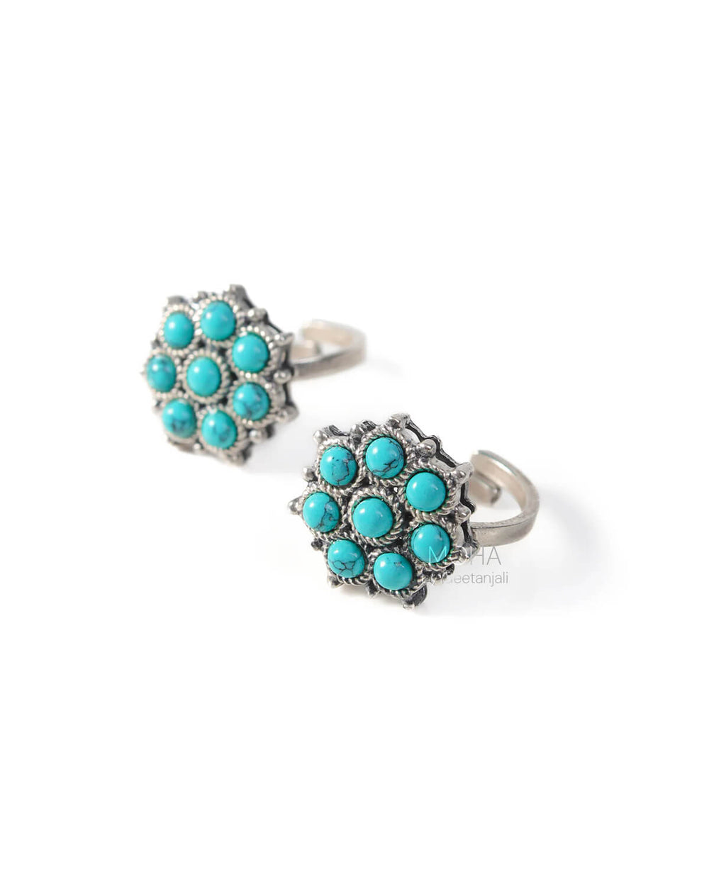 adaa turquoise silver toe rings by moha